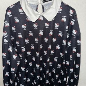 HELLO KITTY print collard sweater